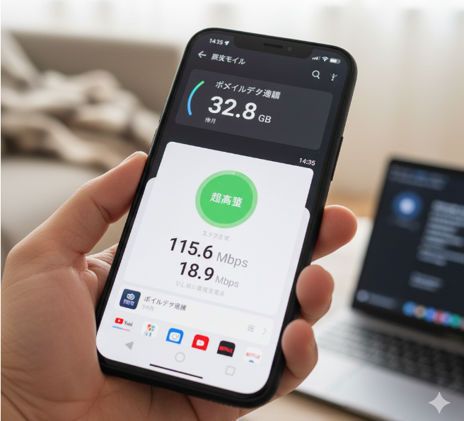 20ギガ超えても速度がでてる画像